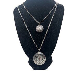 Aromatherapy Diffuser Double Locket Necklace 18" & 22" Chains +2" Silver Tone